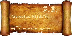 Petrovics Milán névjegykártya