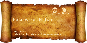 Petrovics Milán névjegykártya