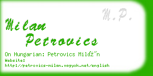 milan petrovics business card